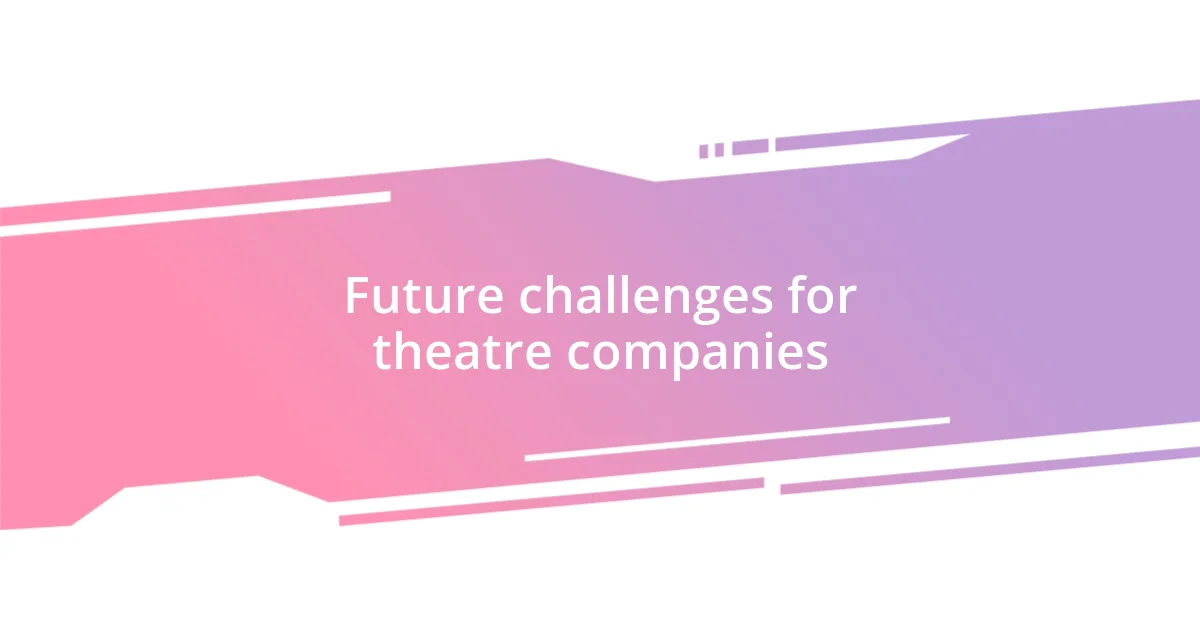 Future challenges for theatre companies